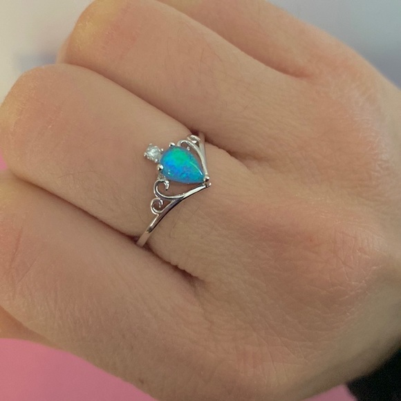 925 silver water drop opal ring - Picture 1 of 6